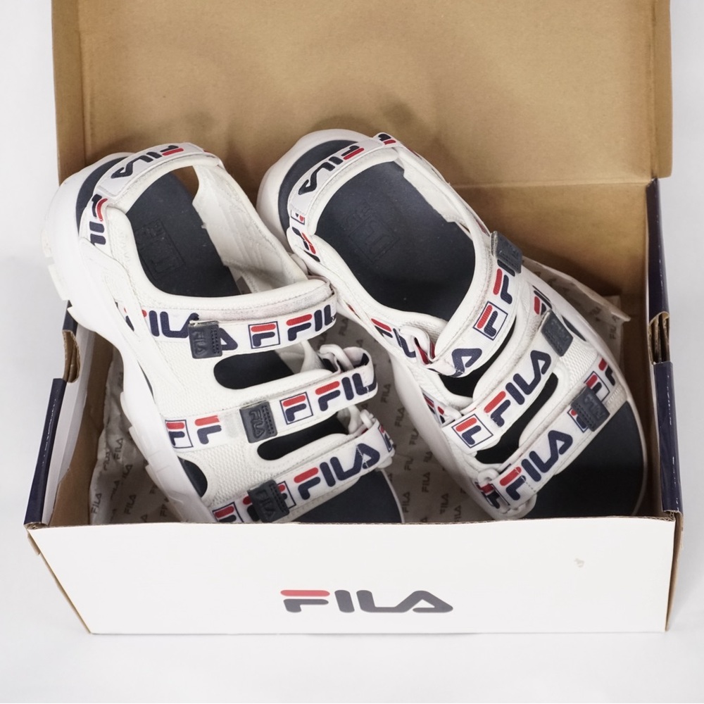 Fila Sandals in White and Navy - Picture 3 of 5